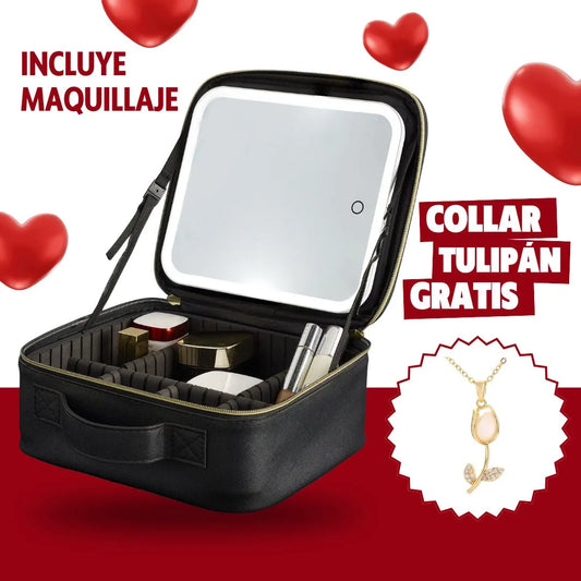 Maletín de maquillaje LED💄 (Kit de belleza + collar tulipán)